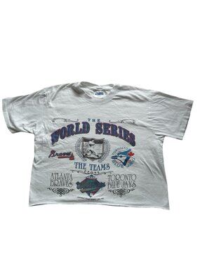 Vintage 1992 World Series Toronto Blue Jays Cropped Graphic Tee MLB White